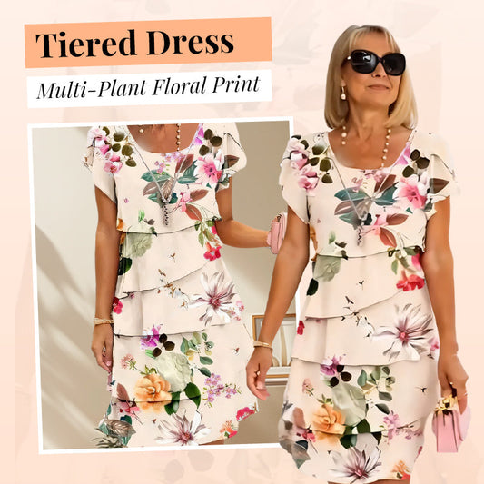 🌸 Pamut plus size virágmintás többrétegű ruhák