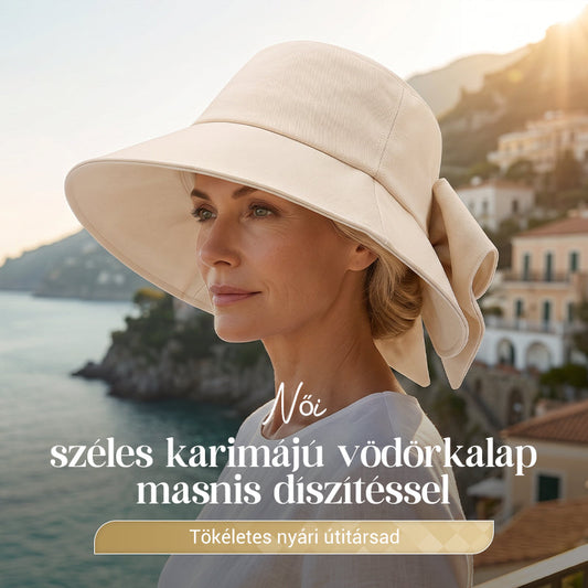 🧢 👒☀️Széles karimájú, masnis napvédő kalap nőknek
