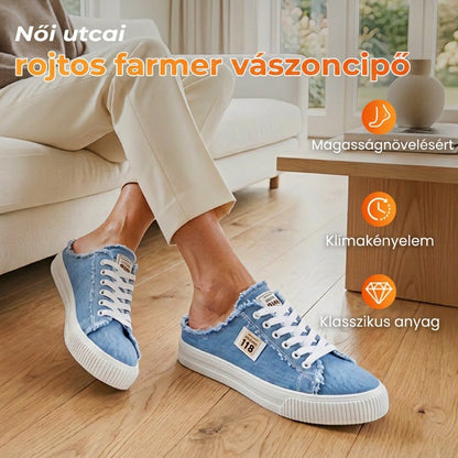 💐Női farmer anyagú slip-on papucs – kényelmes talp és laza stílus 👟☀️
