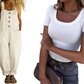 👖 Női farmeres, vállpántos jumpsuit