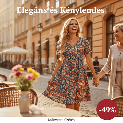 🌸 KORLÁTOZOTT AKCIÓ 49% KEDVEZMÉNY! ✨ Virágmintás Nyári Ruha – V-nyakú, Könnyű, Romantikus ✨