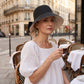 🧢 👒☀️Széles karimájú, masnis napvédő kalap nőknek