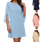 👗 Női elegáns egyszínű kerek nyakú ruha