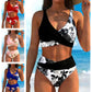🌸Divatos, mintás, magas derekú bikini szett nőknek👙