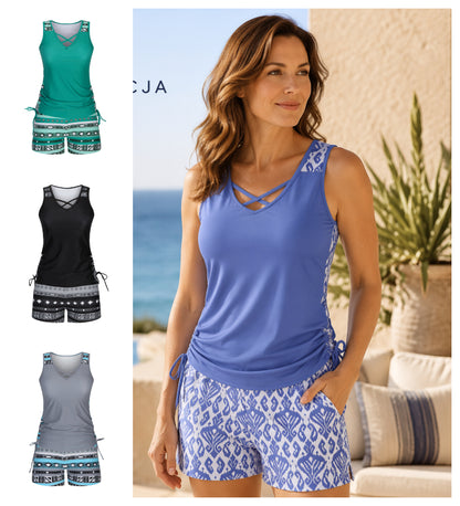 👗 Női, mintás, kétrészes tankini fürdőruha