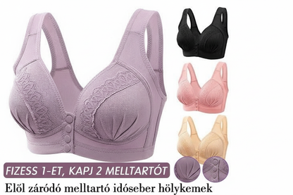 🔥 1+1 INGYEN! Elöl kapcsolódó melltartó idősebb hölgyeknek 💕 S-9XL Nagy méret | Lélegző pamut | 🚚 Utánvétes fizetés