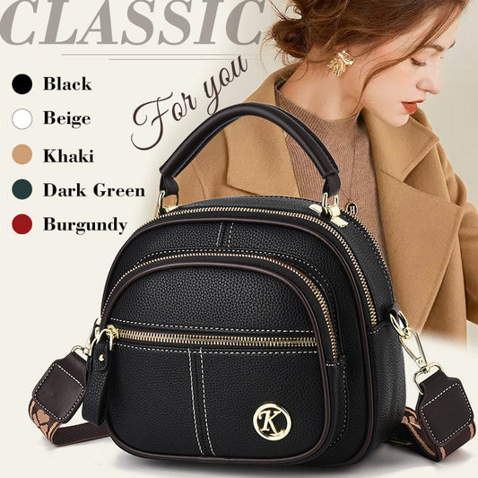 🔥Akciós ajánlatok🔥👜Klasszikus, több rekeszes, állítható széles pántos bőr válltáska🎁 Alma táska👝