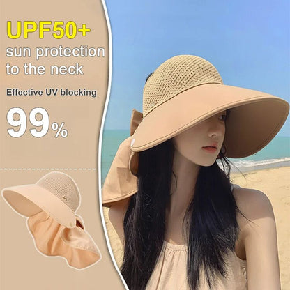 👒Nagy karimájú, üreges napvédő kalap levehető nyaksállal🌞