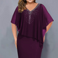 👗Strasszos V-nyakú Cape ruha sifon borítással