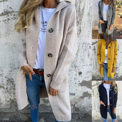 🍂Őszi Különleges Ajánlat 50% KEDVEZMÉNY💓Női Gombos Kapucnis Kardigán