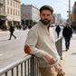 ❄️ Férfi texturált jacquard galléros pulóver 🌿🥰