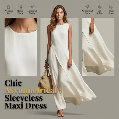 👗Elegáns, aszimmetrikus, ujjatlan hosszú ruha