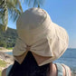 🧢 👒☀️Széles karimájú, masnis napvédő kalap nőknek