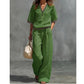 Női lenvászon V-nyakú kétrészes szett