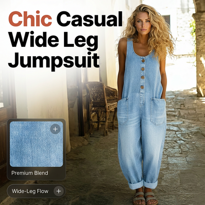 👖 Női farmeres, vállpántos jumpsuit