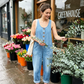 👖 Női farmeres, vállpántos jumpsuit