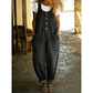 👖 Női farmeres, vállpántos jumpsuit