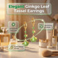 Elegáns ginkgo-levél mintás rojtos fülbevalók