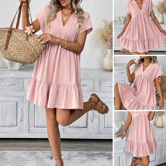 Női, V-nyakú, laza ruha 👗