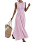👗 Női Casual Csíkos Maxi Ruha Ujjatlan🎀👗