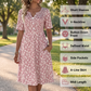 👗 Női alkalmi V-nyakú nyomott ruha zsebekkel💐👗