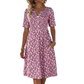 👗 Női alkalmi V-nyakú nyomott ruha zsebekkel💐👗