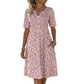 👗 Női alkalmi V-nyakú nyomott ruha zsebekkel💐👗