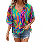 👕 Női V-nyakú bohém mintás blúz, nyári laza fazonú ing