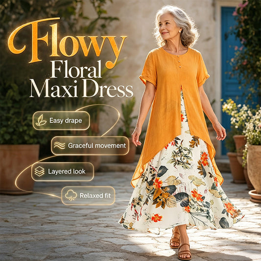 👗 Női réteges megjelenésű virágmintás alkalmi ruha💐👗