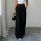 🔥Kihagyhatatlan👖 Kontrasztos Díszítésű Széles Szárú Nadrág – Elegáns Esésű, Előnyös Magas Derc