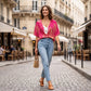 49% KEDVEZMÉNY ⭐👚 Boho Mintás Denevérujjú Felső – Folyékony V-nyak & Könnyed Bohém Stílus