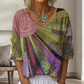 🎨✨ Női Retró Blúz V-nyakkivágással – Művészi Vászon Mintás, Boho Stílus, S–2XL 🌈