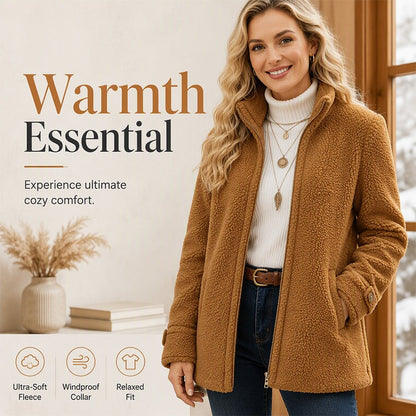 ❄️ Hideg időjárás elleni kényelem | Női meleg sherpa fleece cipzáras kabát