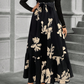 👗✨Női virágmintás hosszú ujjú A-vonalú maxiruha