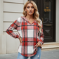 ✨👚Női Kockás Kapucnis Hosszú Ujjú Húzózsinóros V-Nyakú Felső