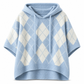 🧶 Hangulatos retró stílus | Női argyle mintás kapucnis, oversize kötött pulóver oldalsó hasítékkal